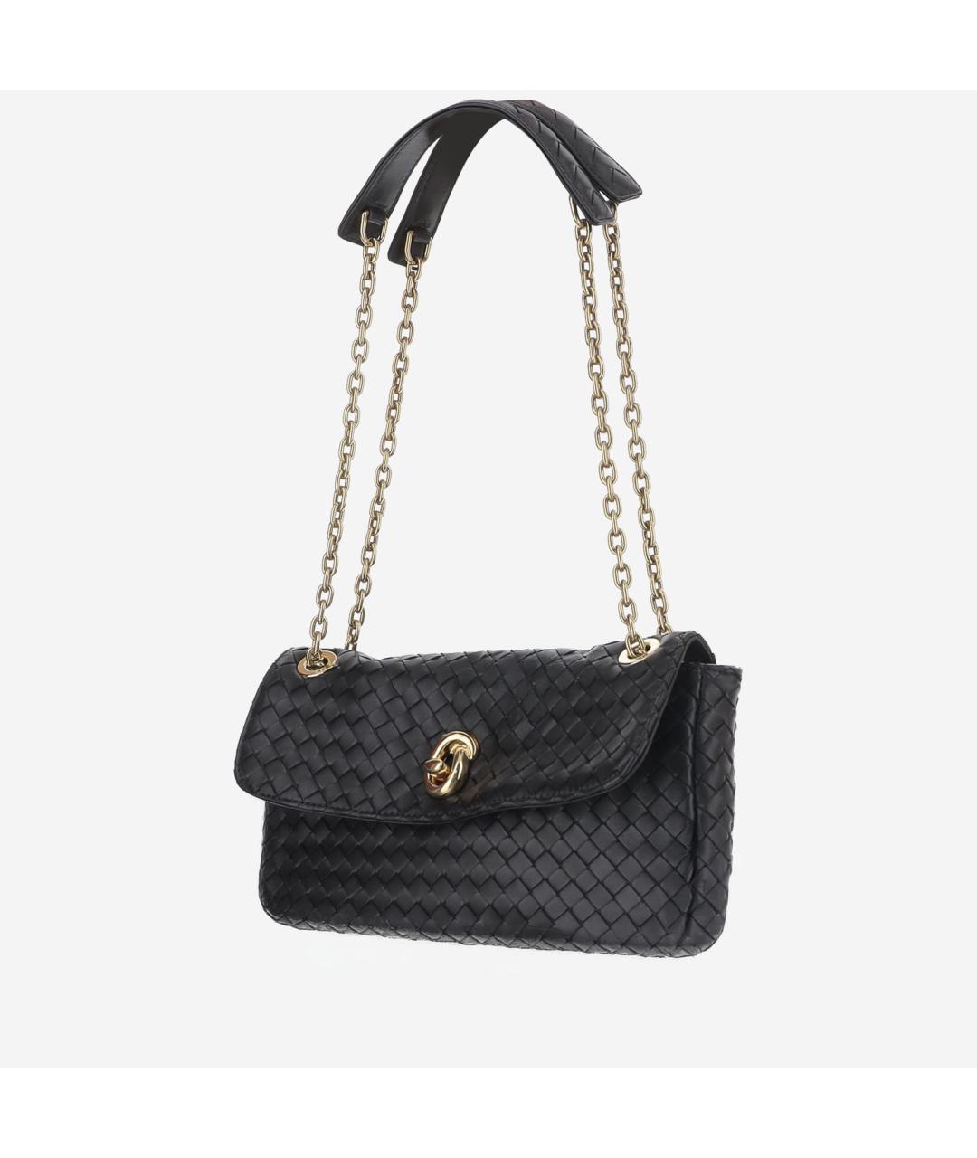 BOTTEGA VENETA Черная кожаная сумка через плечо, фото 2