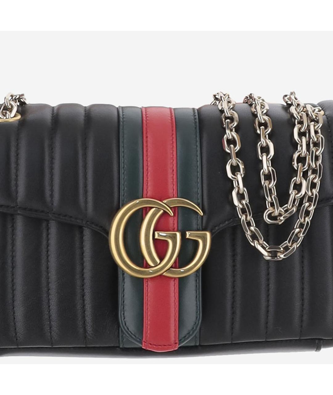 GUCCI Черная кожаная сумка через плечо, фото 4