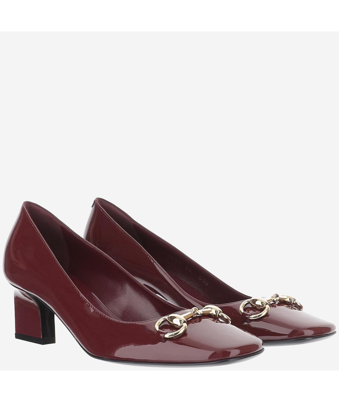 GUCCI Бордовые кожаные туфли, фото 2