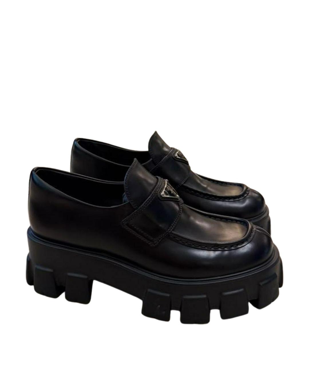PRADA Черные кожаные лоферы, фото 1