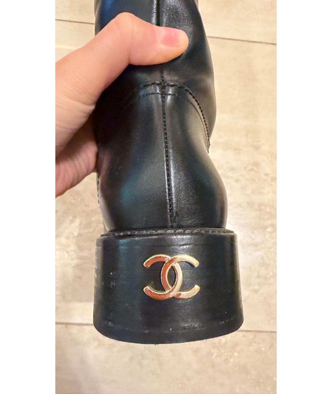 CHANEL Черные кожаные сапоги, фото 5