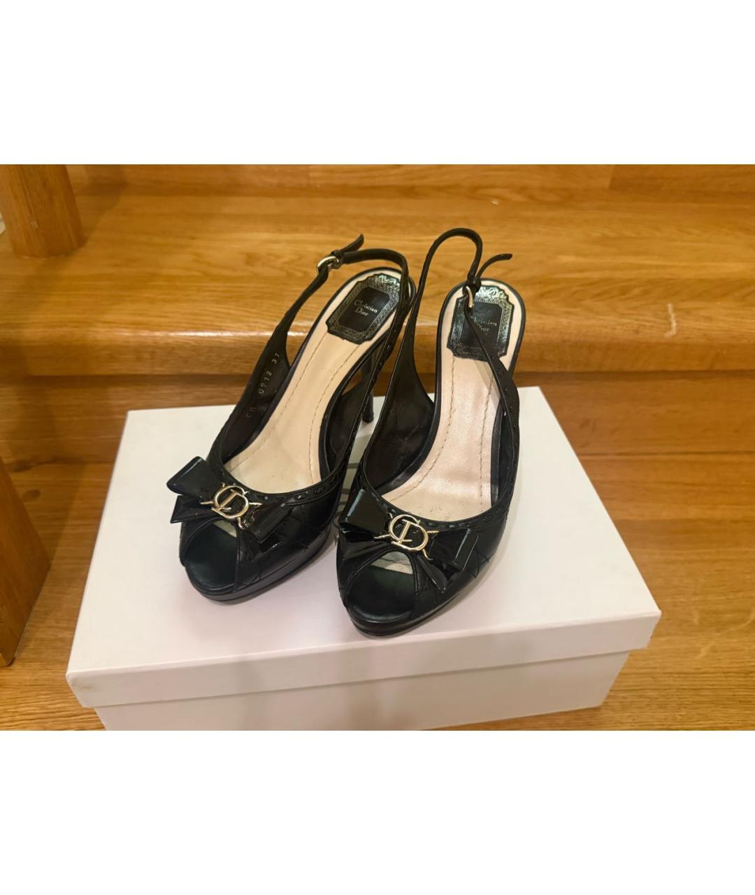 CHRISTIAN DIOR Черные кожаные туфли, фото 2