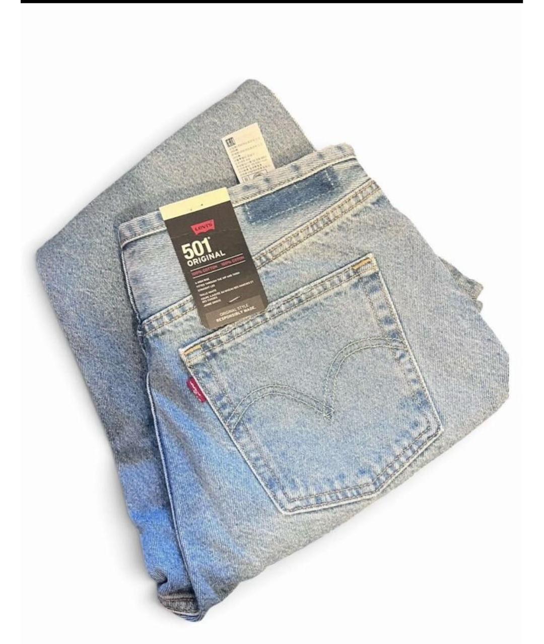 LEVI'S Голубые хлопковые прямые джинсы, фото 2