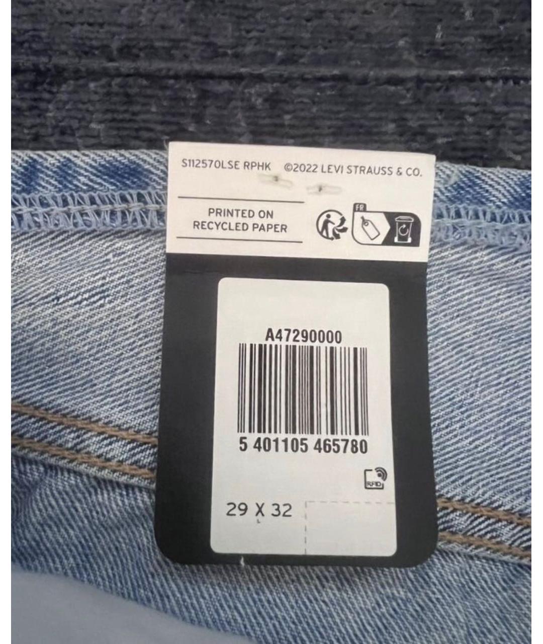 LEVI'S Голубые хлопковые прямые джинсы, фото 3