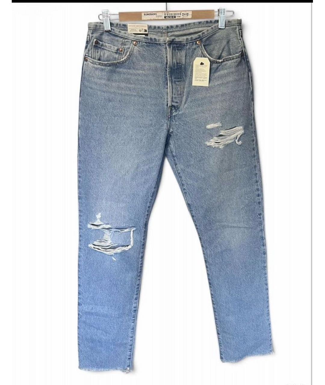 LEVI'S Голубые хлопковые прямые джинсы, фото 5