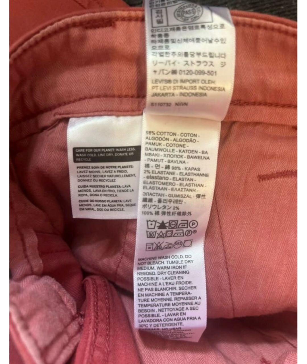 LEVI'S Коралловые хлопковые брюки чинос, фото 4