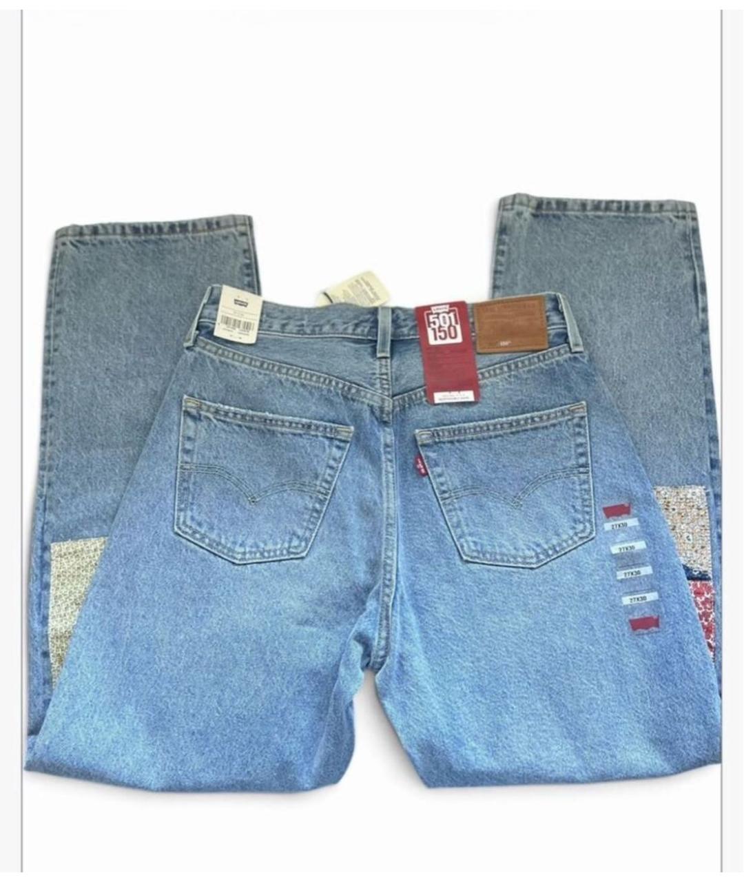LEVI'S Голубые хлопковые прямые джинсы, фото 2