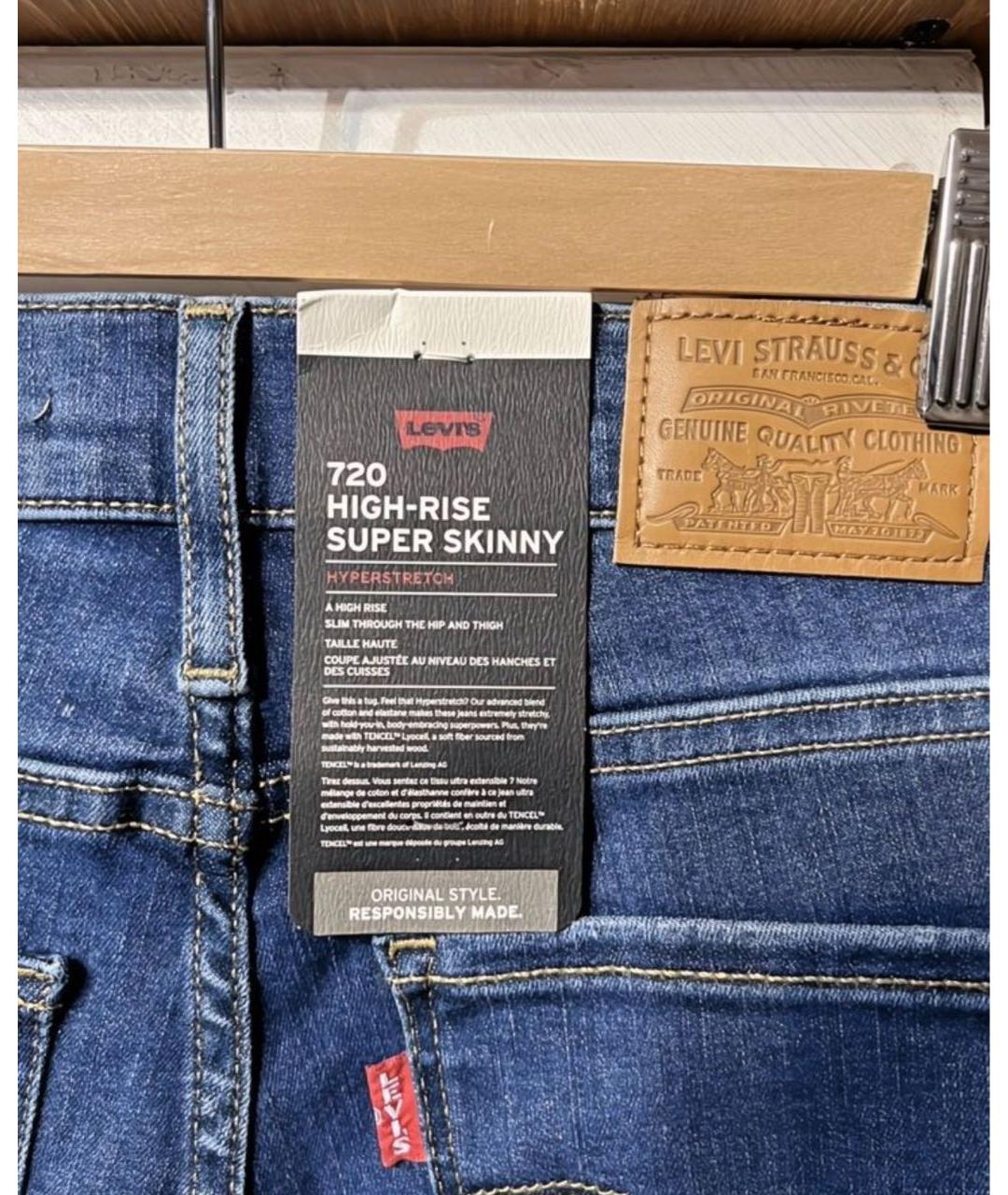 LEVI'S Синие хлопковые джинсы слим, фото 3