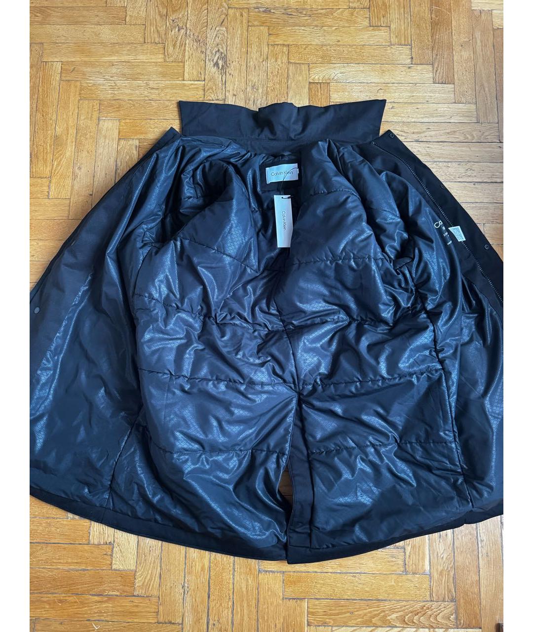 CALVIN KLEIN Черное полиамидовое пальто, фото 4