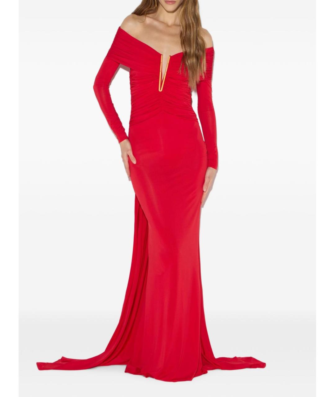 ELISABETTA FRANCHI Красное вискозное вечернее платье, фото 4