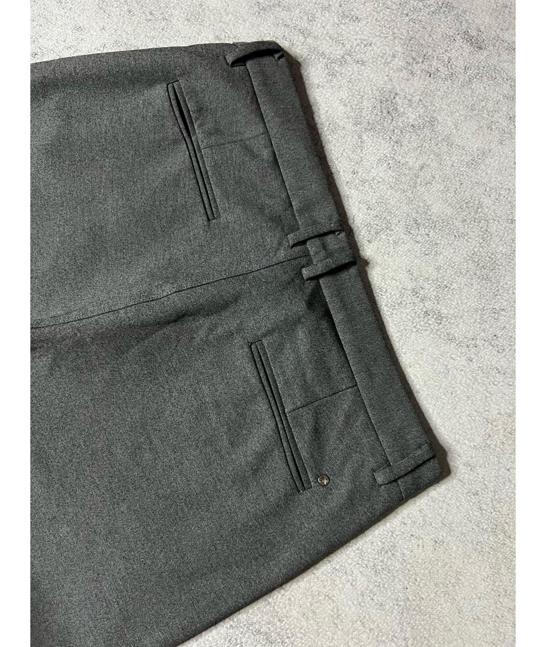ZEGNA Серые хлопко-эластановые повседневные брюки, фото 7