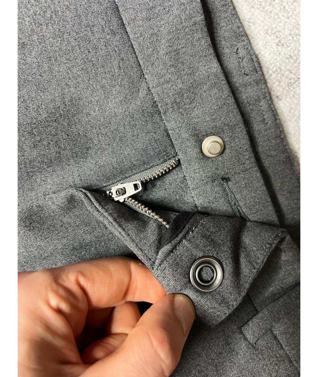 ZEGNA Серые хлопко-эластановые повседневные брюки, фото 5