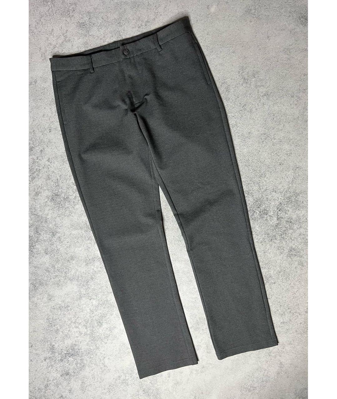 ZEGNA Серые хлопко-эластановые повседневные брюки, фото 9