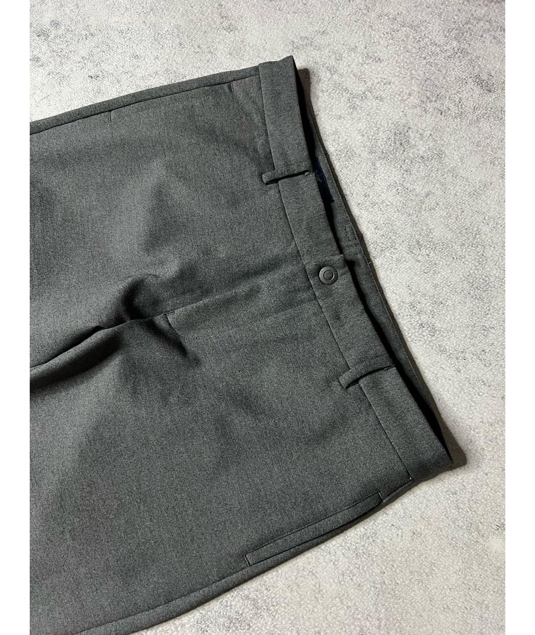 ZEGNA Серые хлопко-эластановые повседневные брюки, фото 2