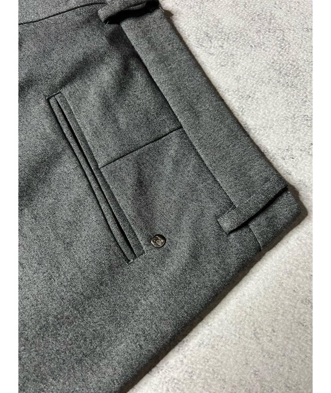 ZEGNA Серые хлопко-эластановые повседневные брюки, фото 8