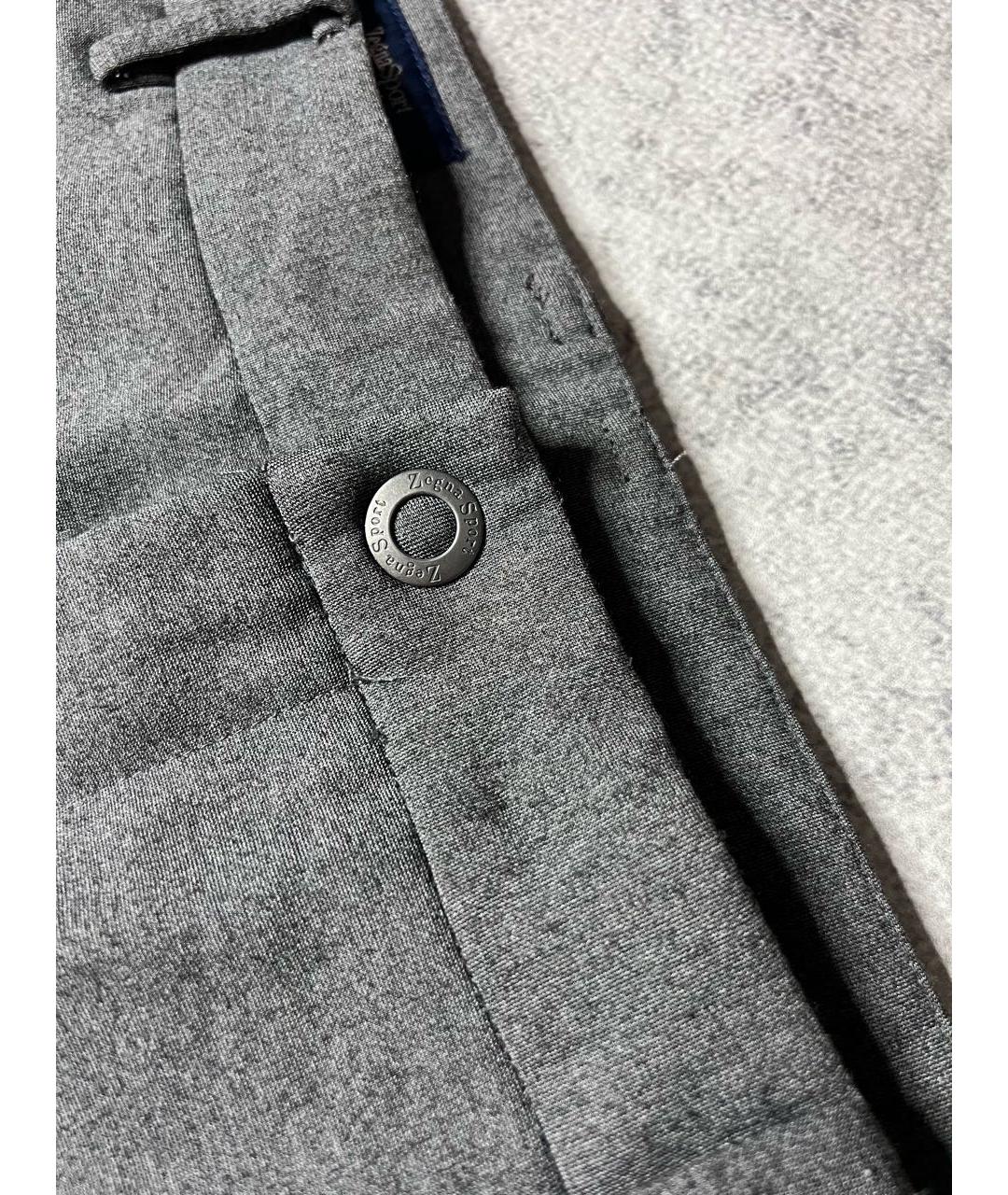 ZEGNA Серые хлопко-эластановые повседневные брюки, фото 3