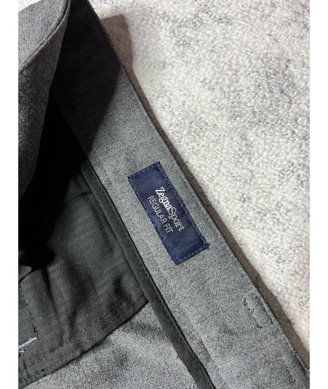 ZEGNA Серые хлопко-эластановые повседневные брюки, фото 6