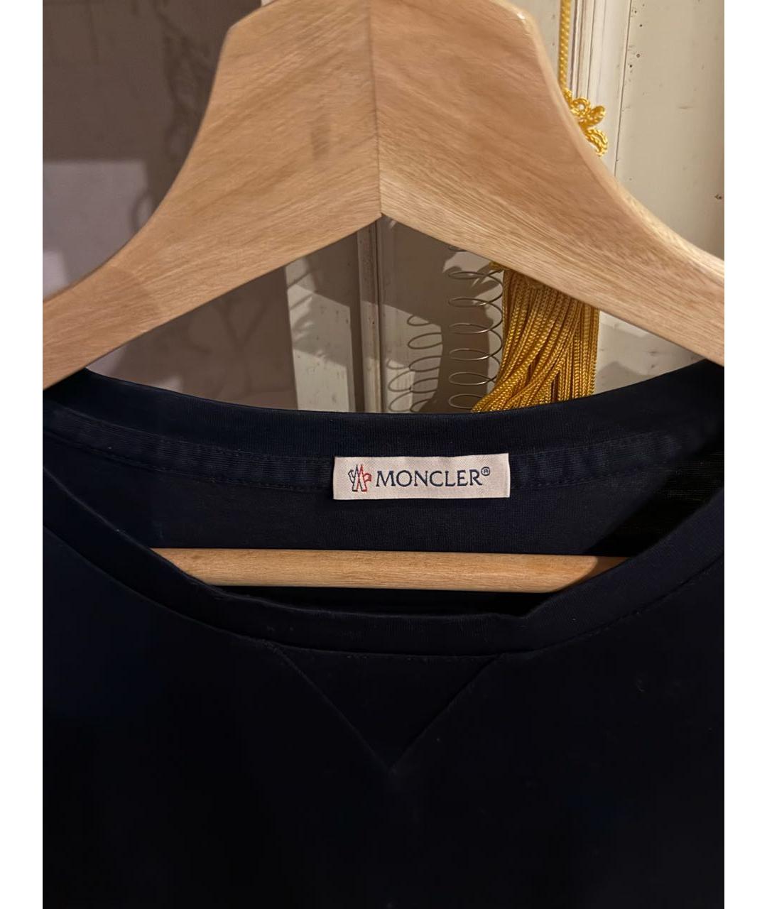 MONCLER Темно-синяя хлопковая футболка, фото 3