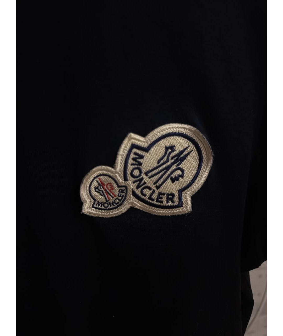 MONCLER Темно-синяя хлопковая футболка, фото 4