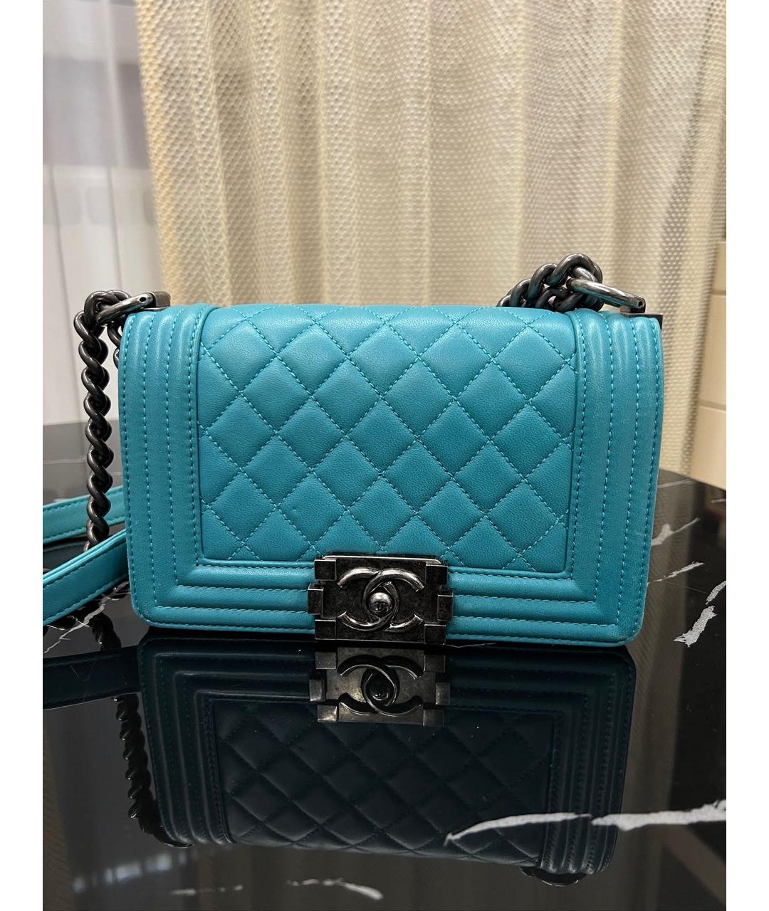 CHANEL Голубая кожаная сумка через плечо, фото 8