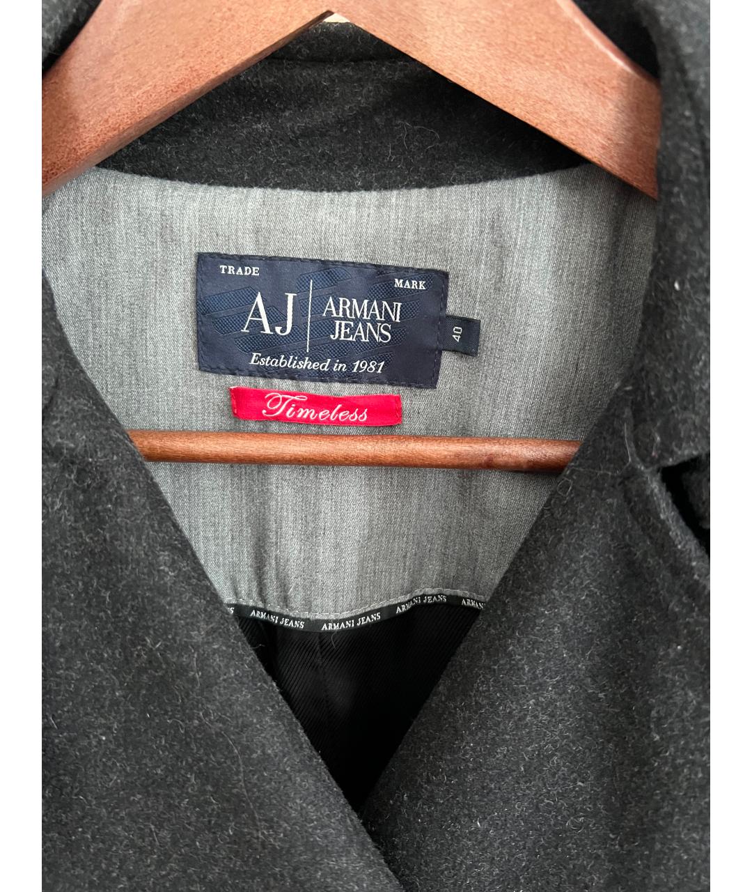 ARMANI JEANS Серое шерстяное пальто, фото 3