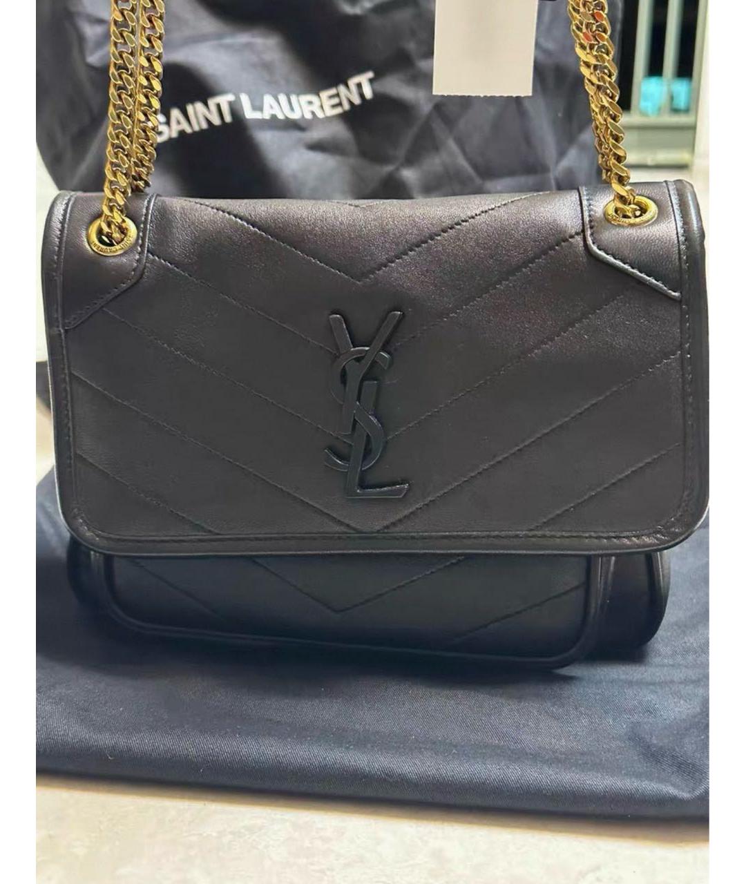 SAINT LAURENT Черная кожаная сумка через плечо, фото 6