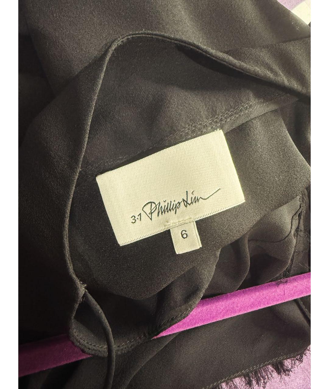 3.1 PHILLIP LIM Черная шелковая майка, фото 3