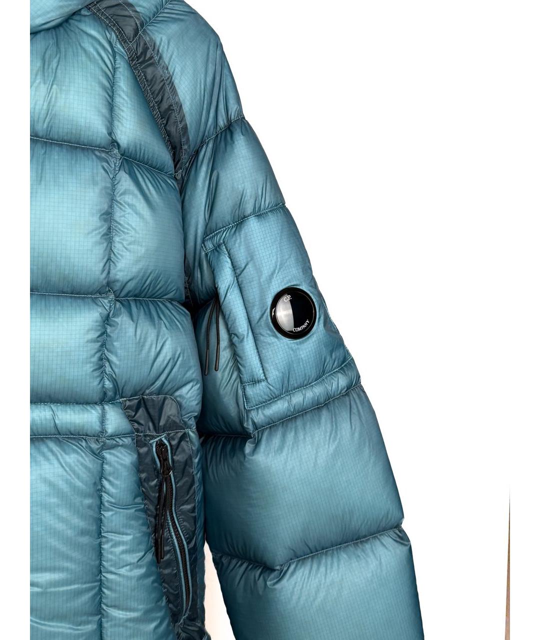 CP COMPANY Бирюзовый полиамидовый пуховик, фото 4