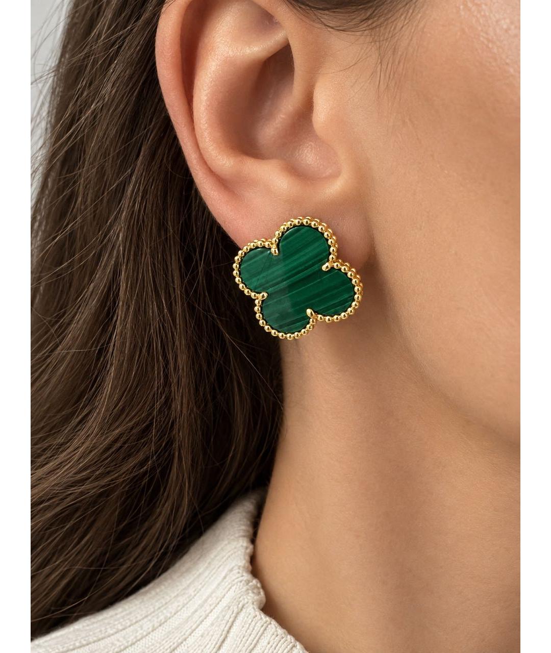 VAN CLEEF & ARPELS Зеленые серьги из желтого золота, фото 4