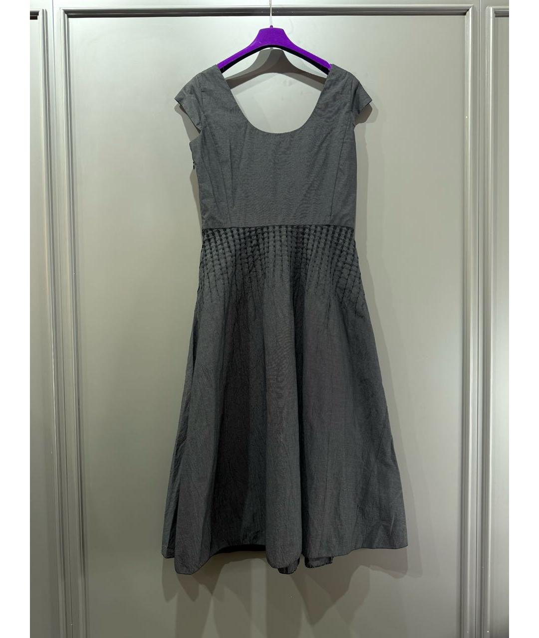 EMPORIO ARMANI Антрацитовое хлопковое коктейльное платье, фото 5