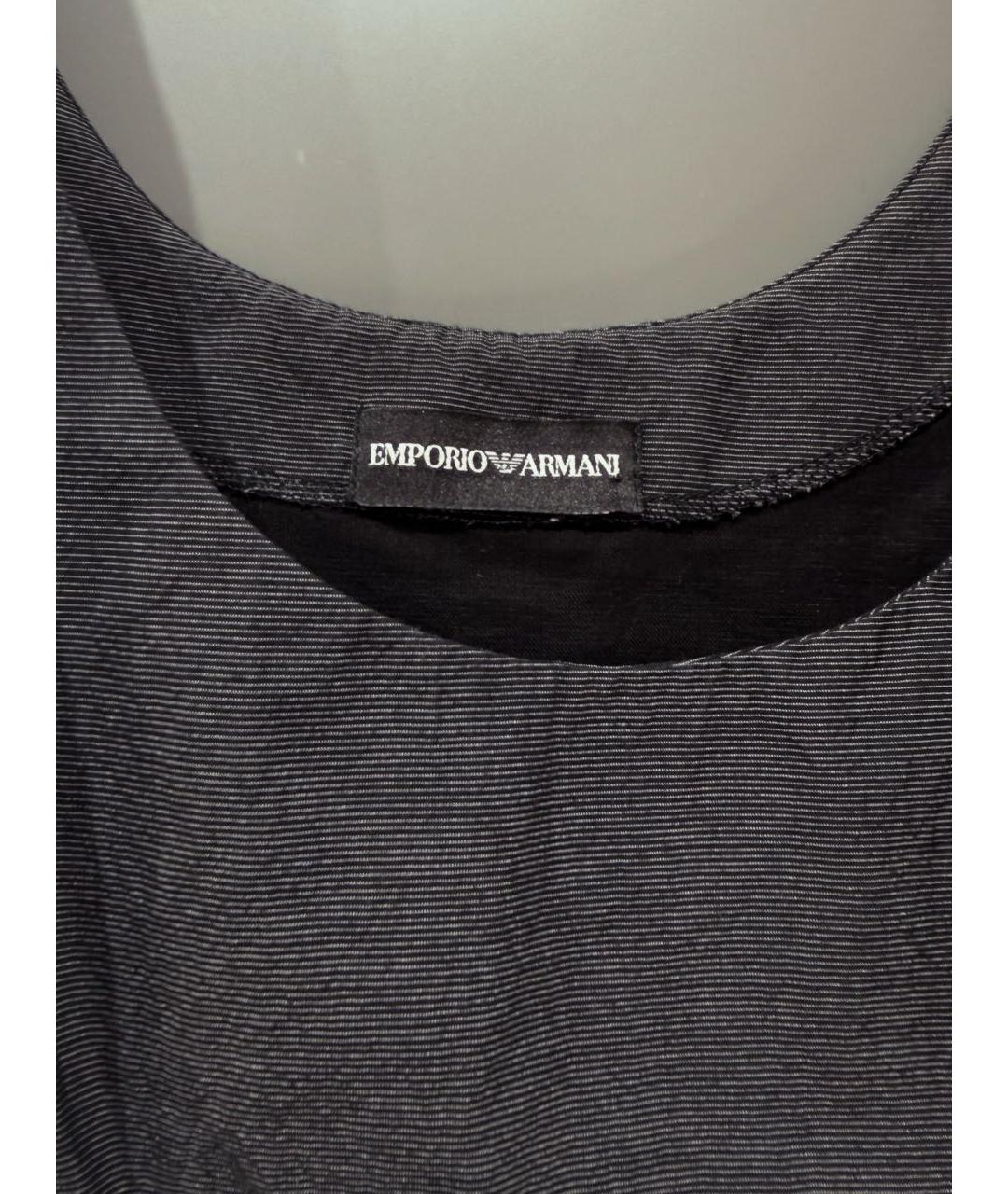 EMPORIO ARMANI Антрацитовое хлопковое коктейльное платье, фото 2