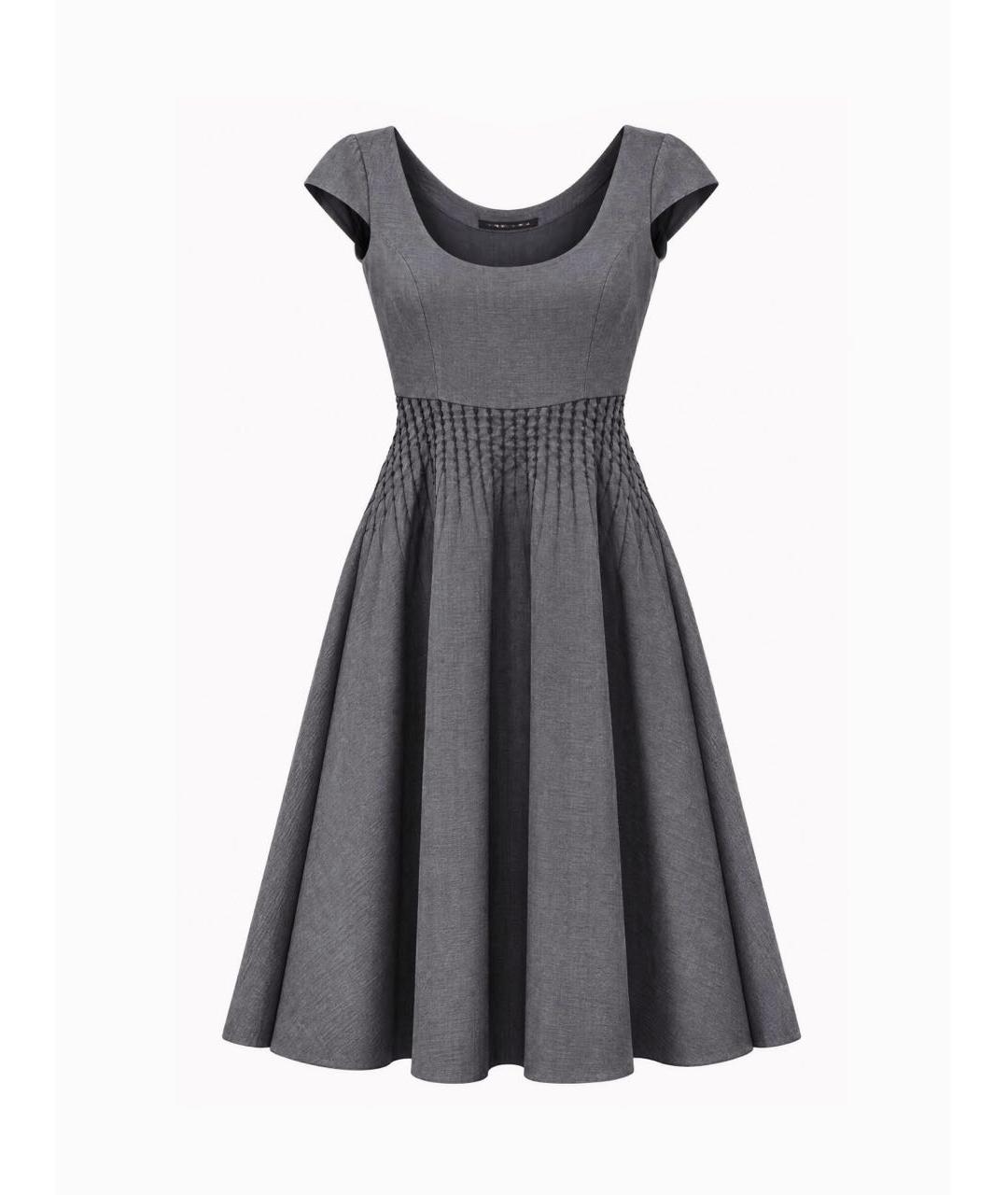 EMPORIO ARMANI Антрацитовое хлопковое коктейльное платье, фото 8