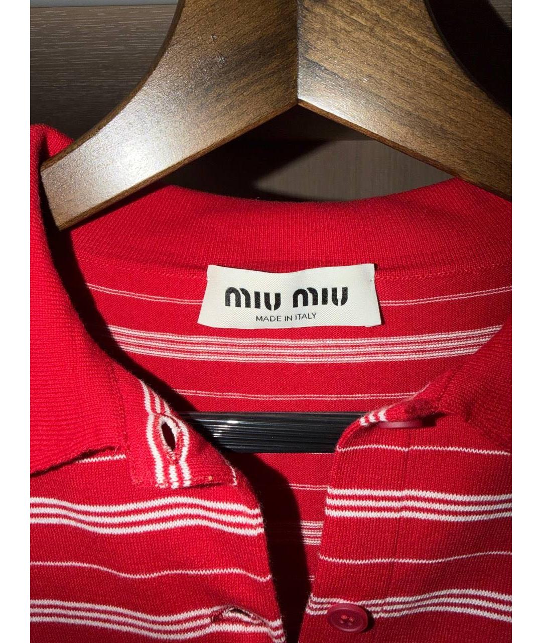 MIU MIU Бордовая хлопковая футболка, фото 3