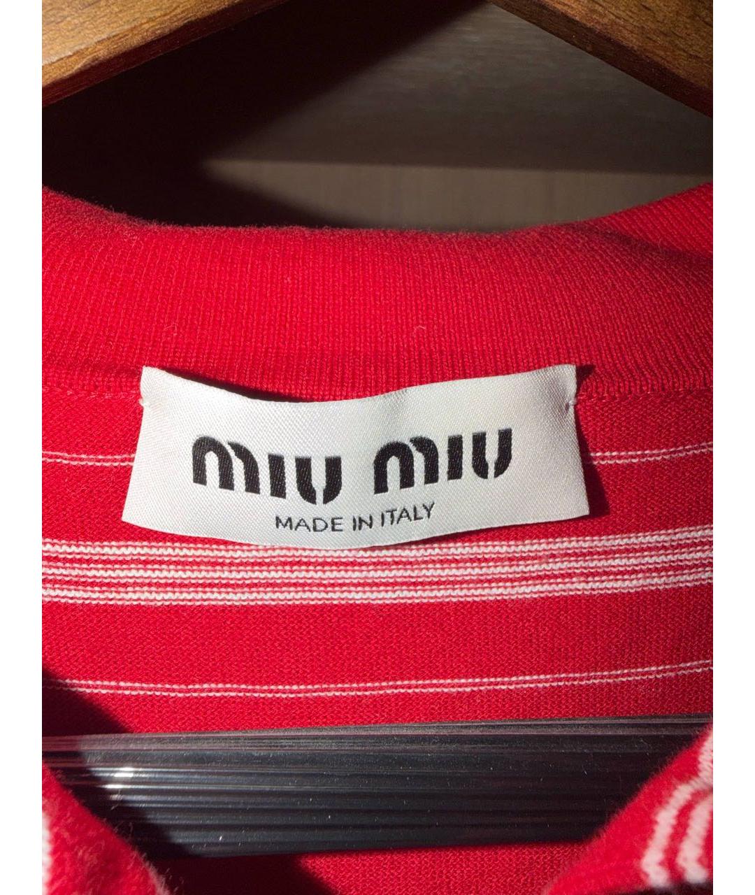 MIU MIU Бордовая хлопковая футболка, фото 4
