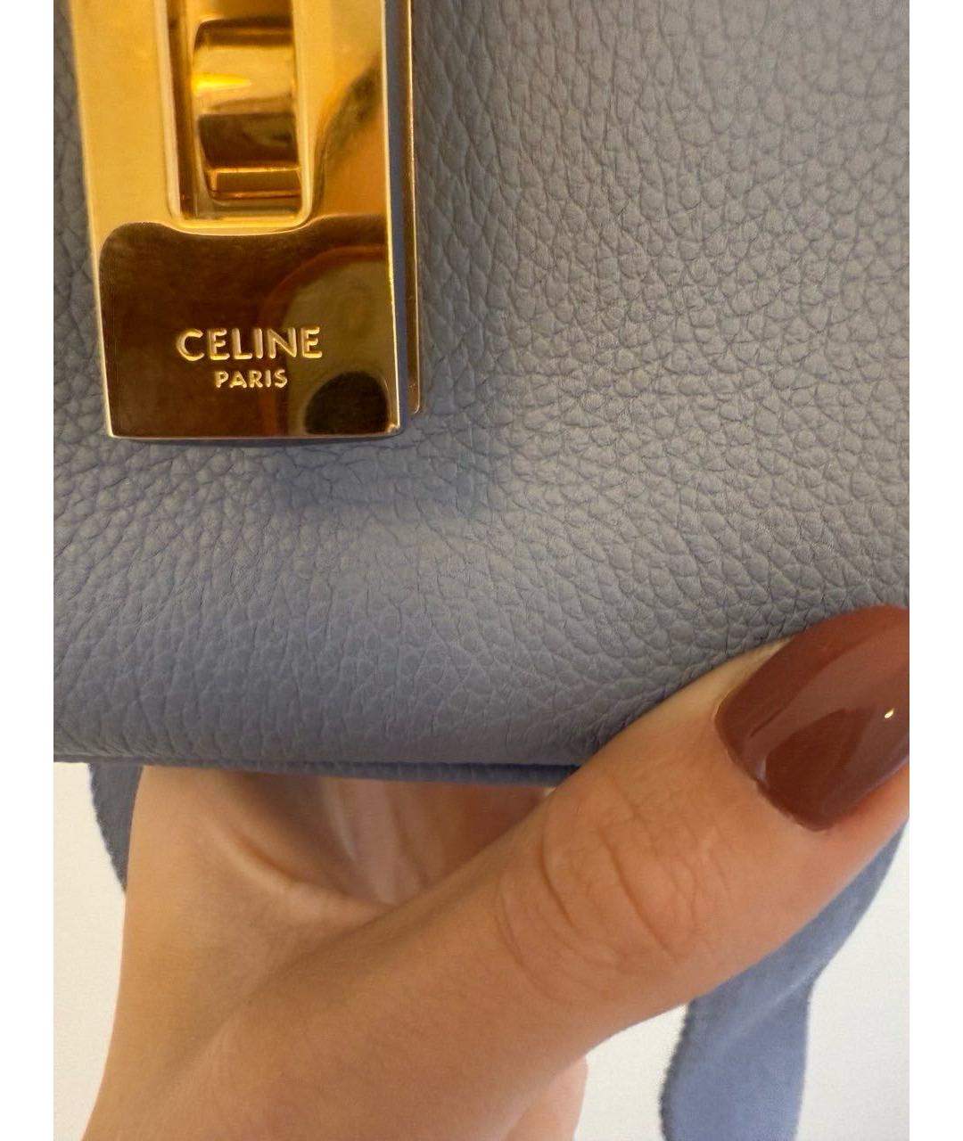 CELINE Голубая кожаная сумка через плечо, фото 6