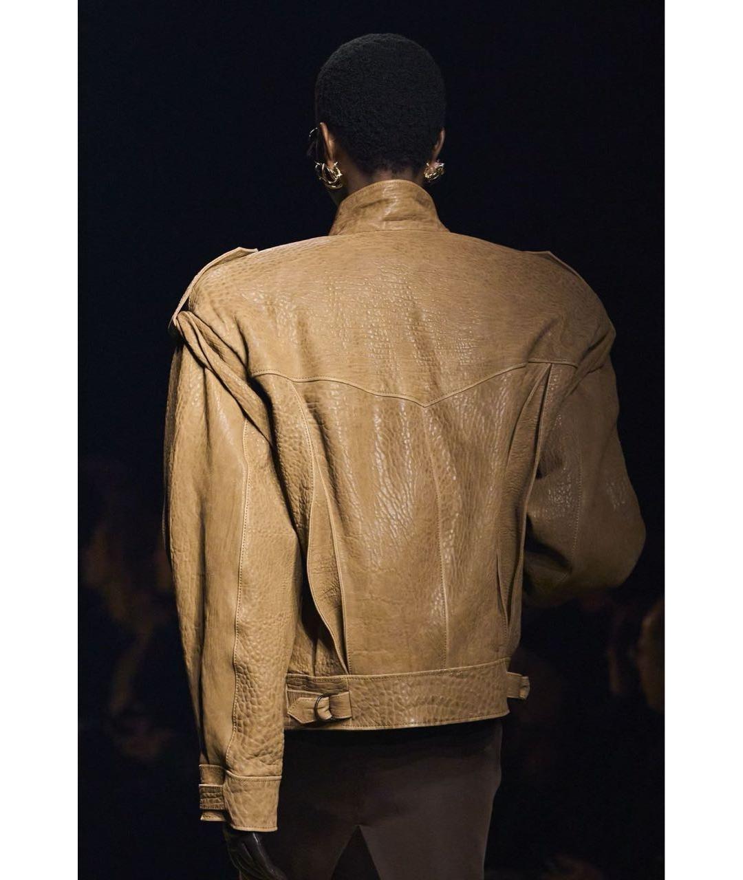 SAINT LAURENT Горчичная кожаная куртка, фото 4
