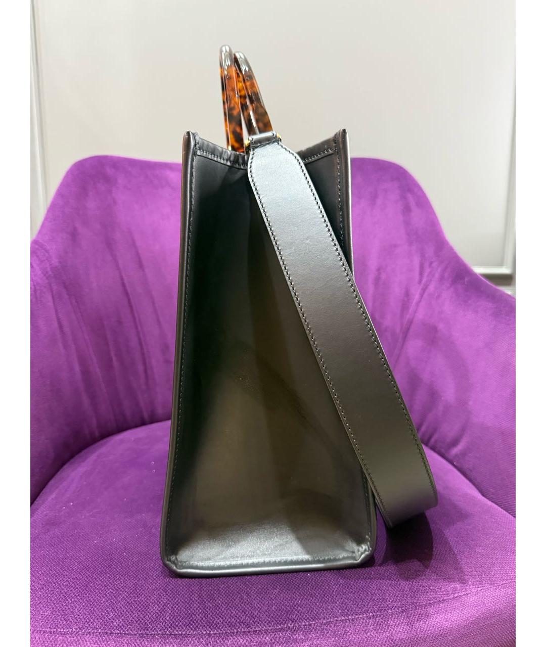 FENDI Черная кожаная сумка тоут, фото 5