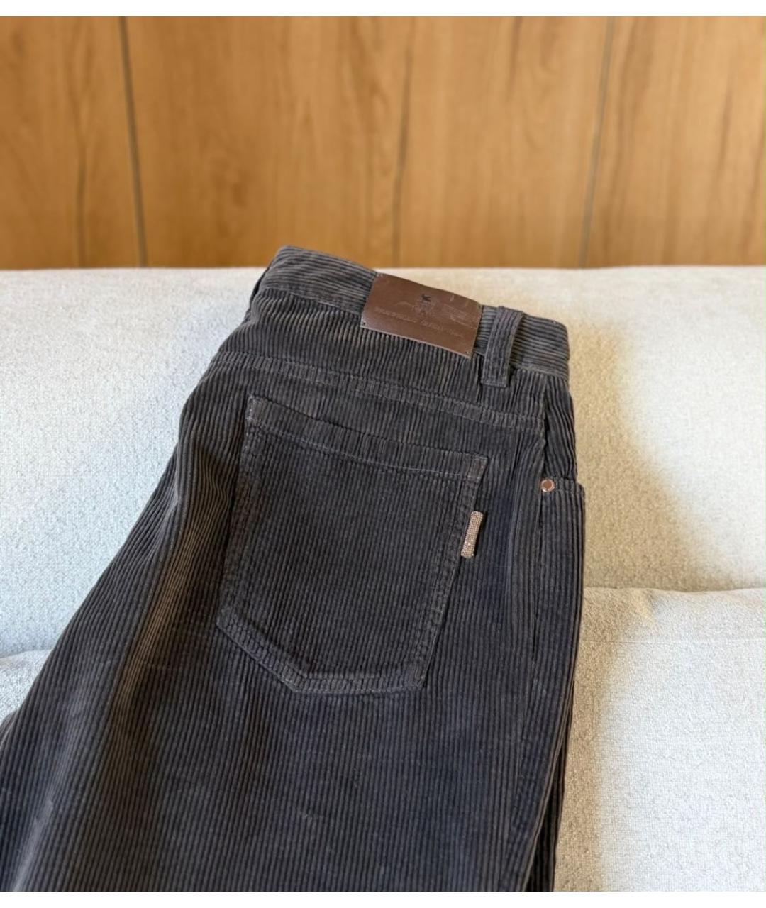 BRUNELLO CUCINELLI Коричневые хлопковые прямые брюки, фото 4