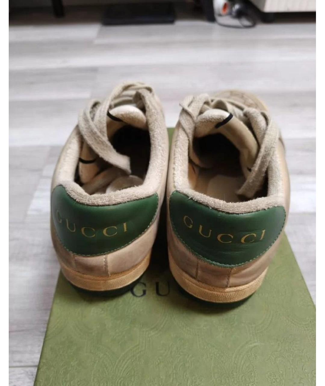 GUCCI Бежевые кожаные кеды, фото 4