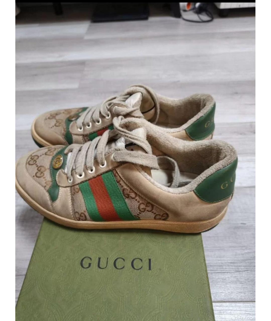 GUCCI Бежевые кожаные кеды, фото 8