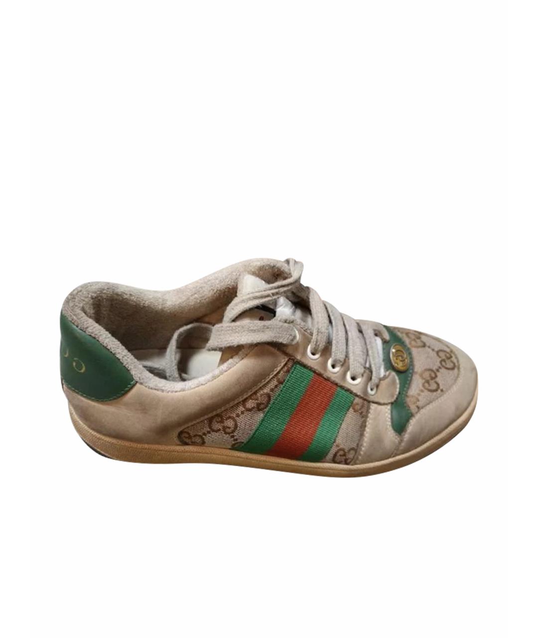 GUCCI Бежевые кожаные кеды, фото 1