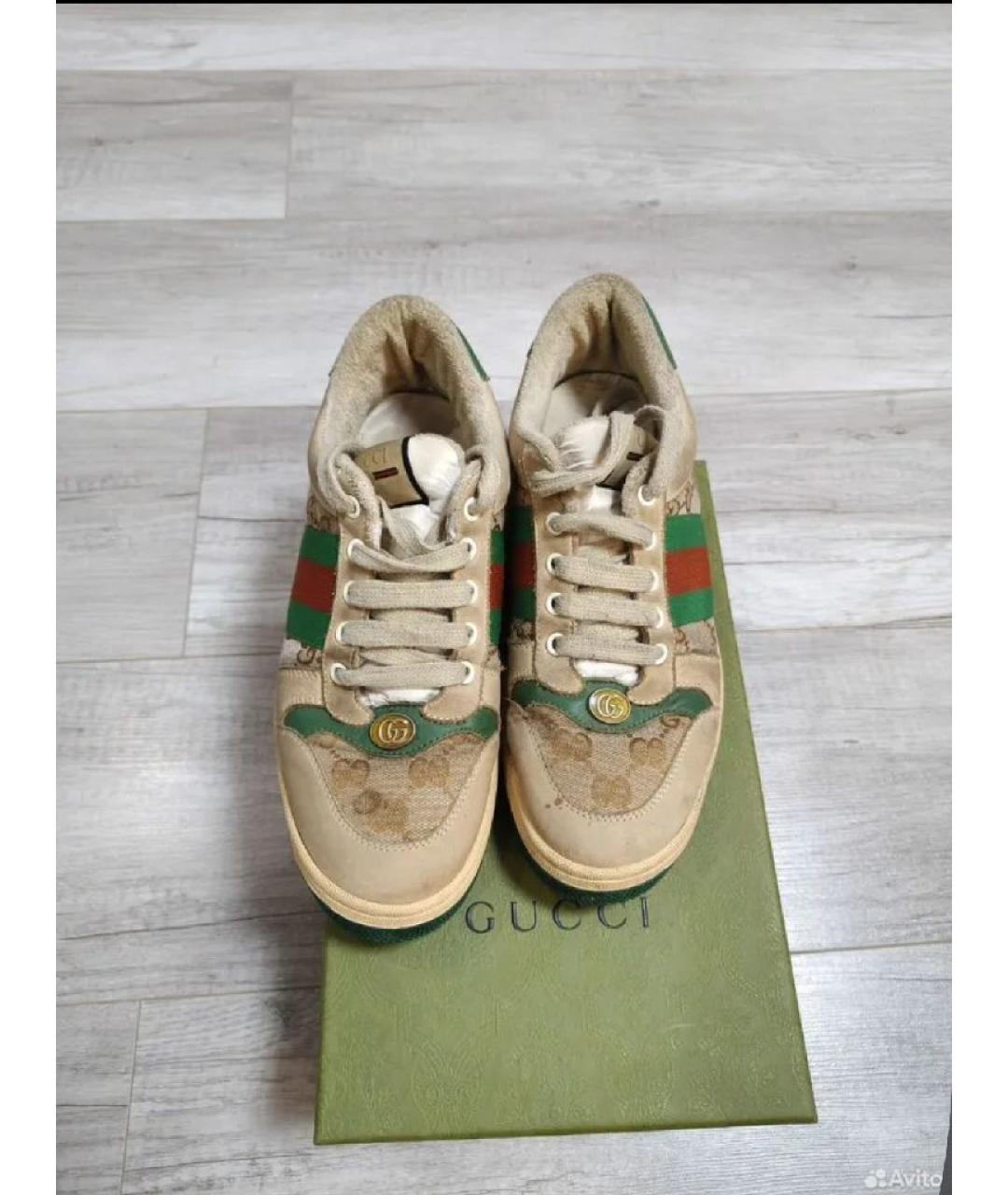 GUCCI Бежевые кожаные кеды, фото 2