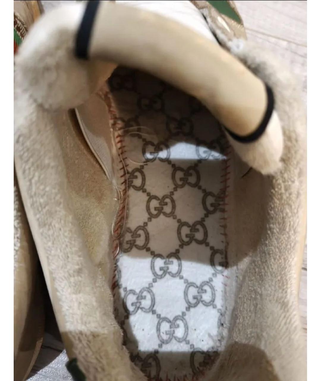GUCCI Бежевые кожаные кеды, фото 5