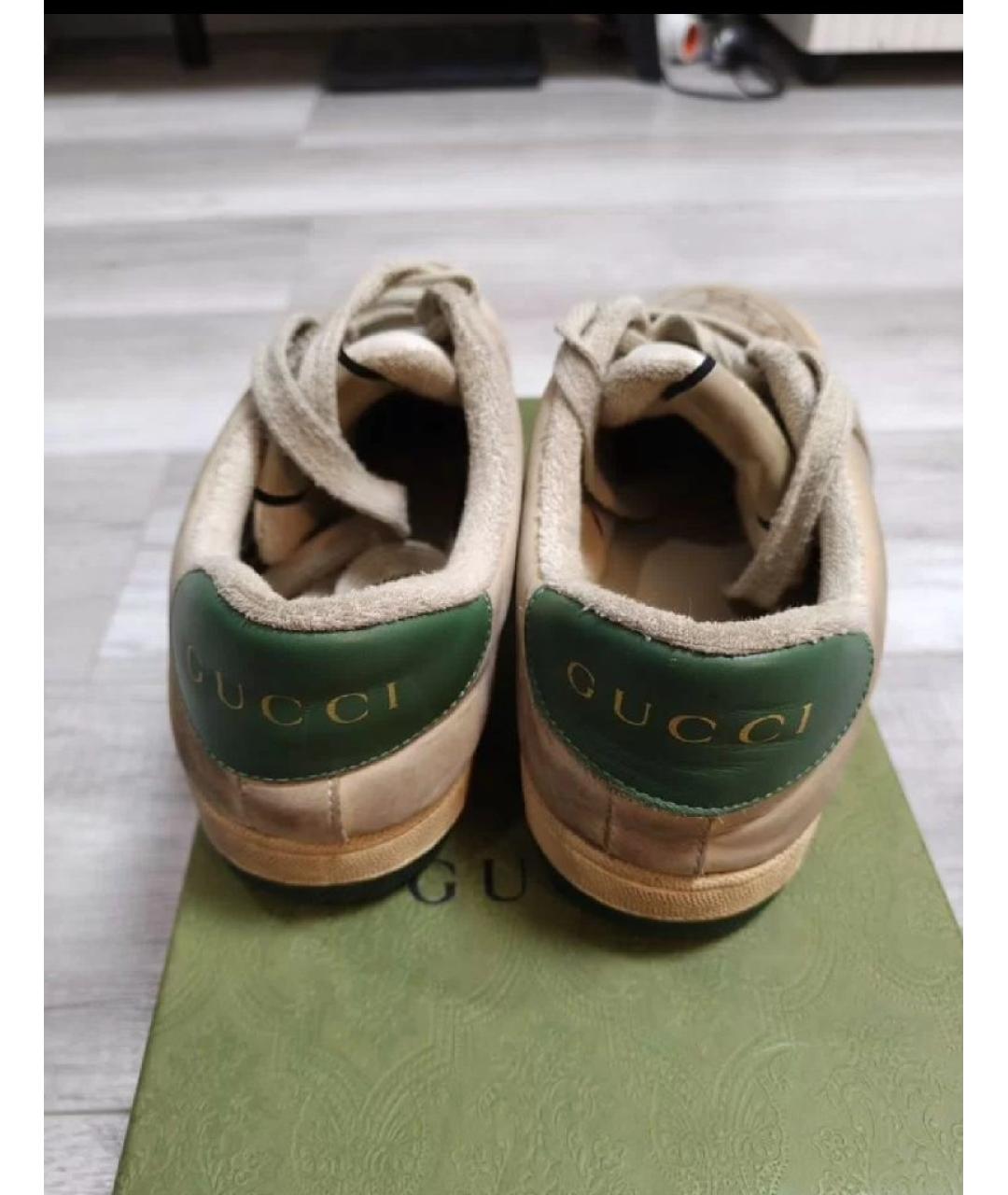 GUCCI Бежевые кожаные кеды, фото 3