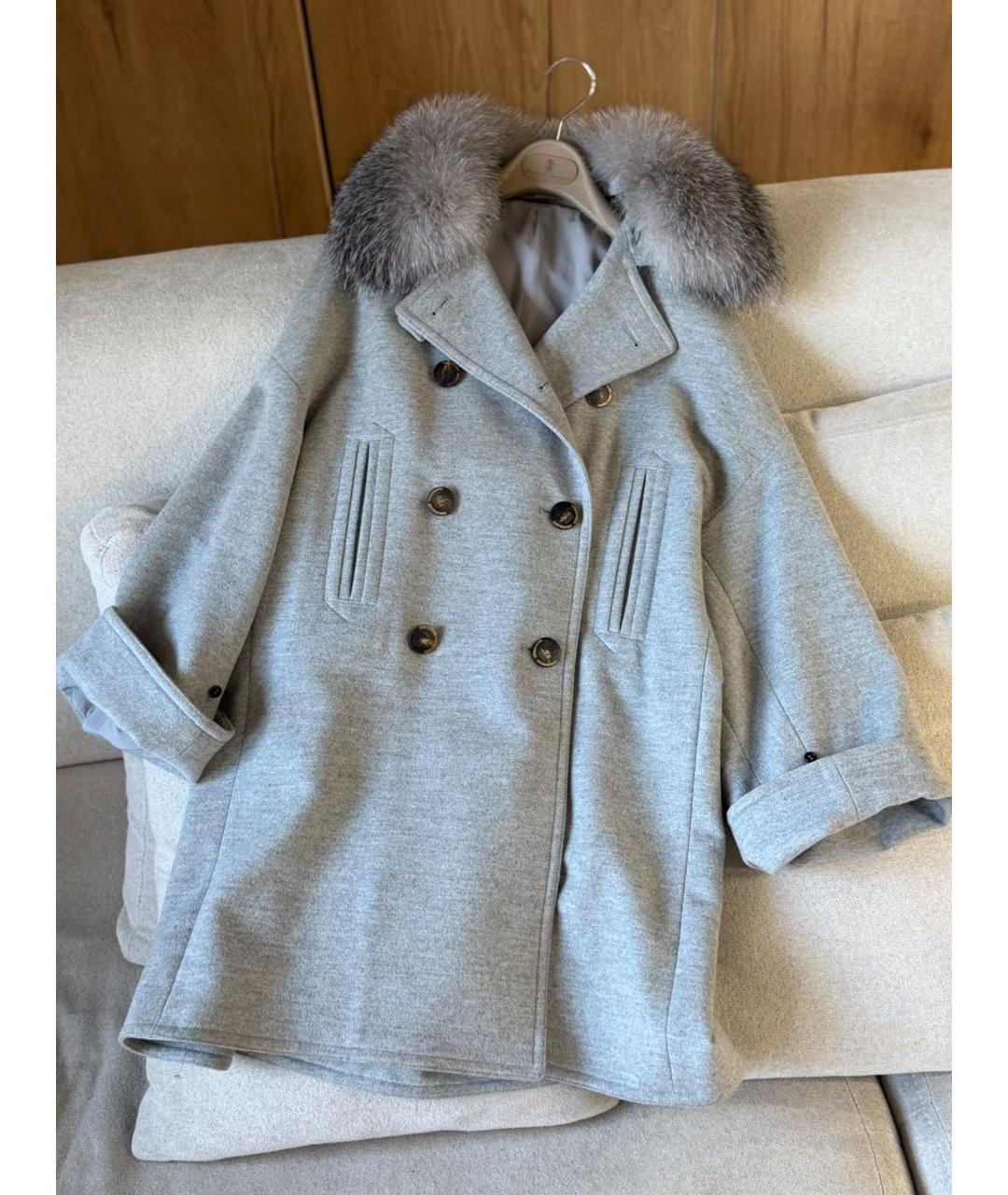 BRUNELLO CUCINELLI Серое пальто, фото 4