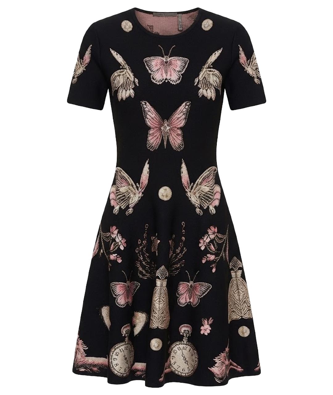 ALEXANDER MCQUEEN Черное шерстяное повседневное платье, фото 1
