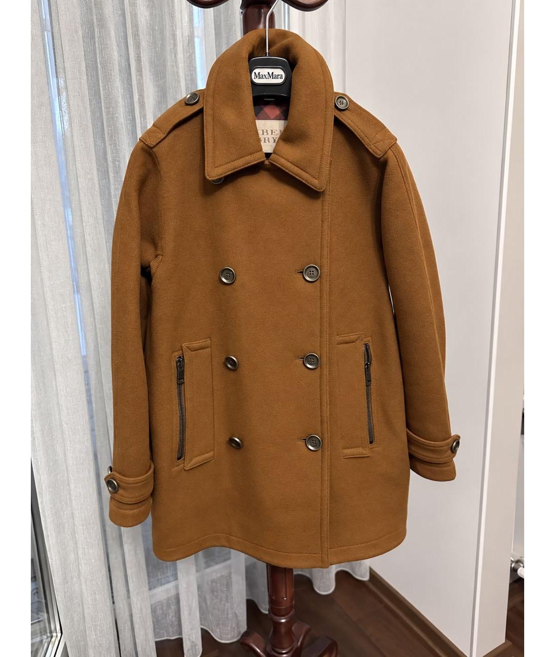 BURBERRY Коричневое шерстяное пальто, фото 5
