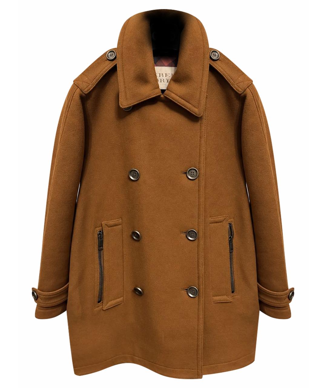 BURBERRY Коричневое шерстяное пальто, фото 1
