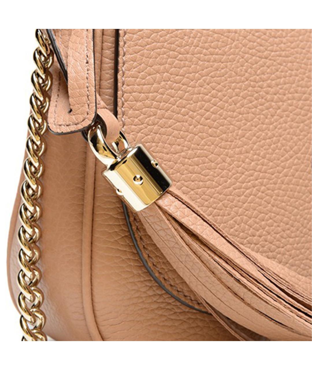 GUCCI Бежевая кожаная сумка через плечо, фото 2