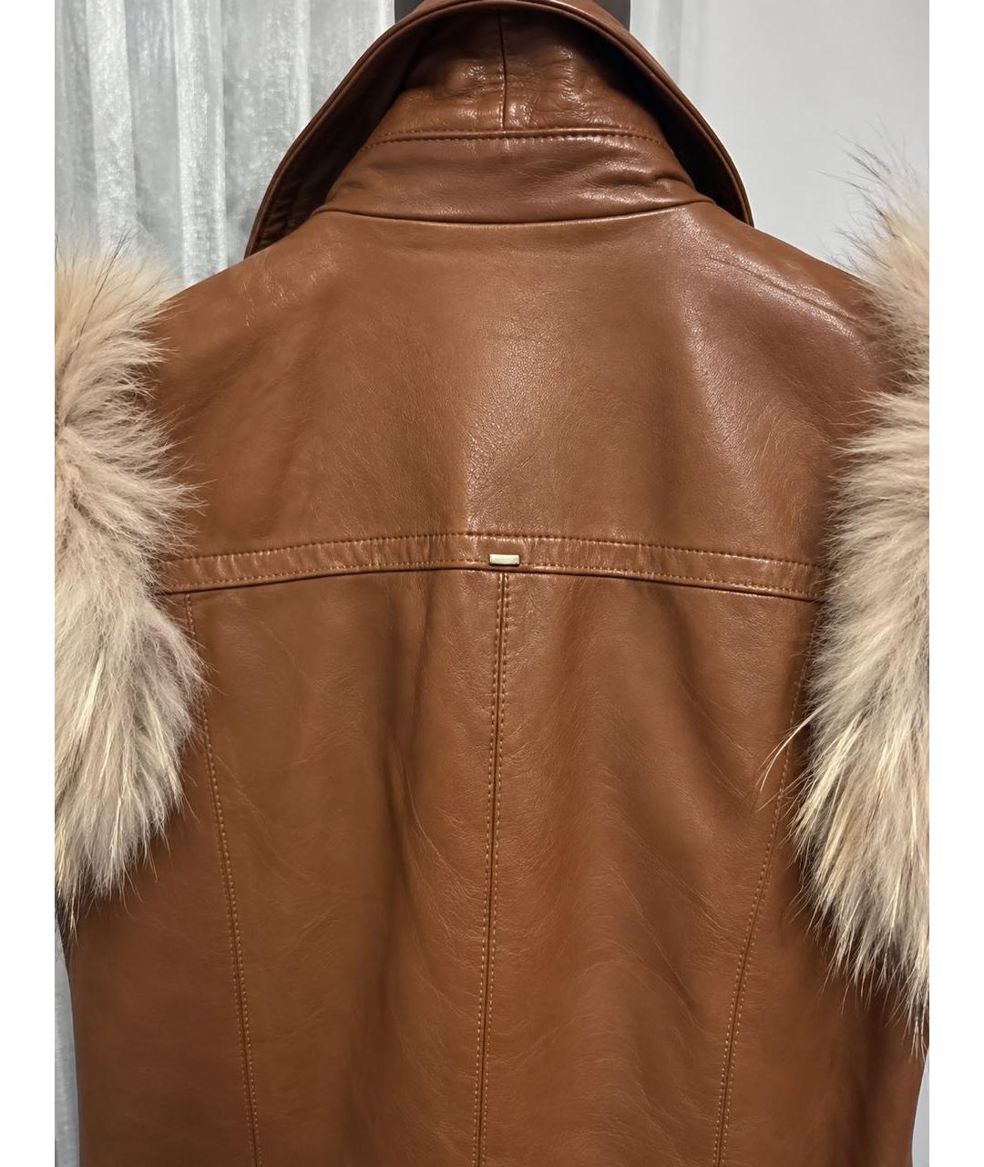 'S MAX MARA Коричневый кожаный жилет, фото 3